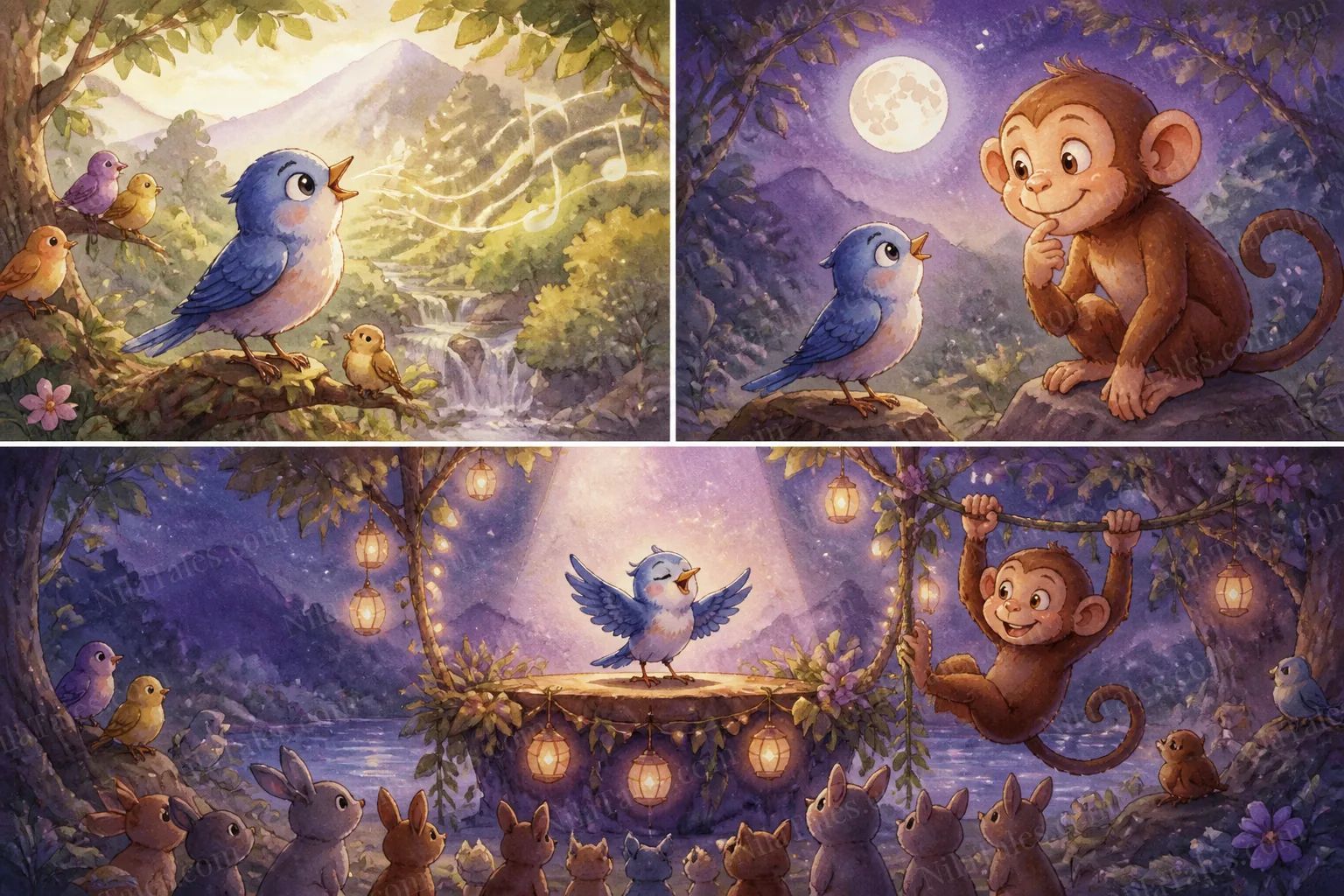 குட்டிப் பறவையும் புத்திசாலி குரங்கும் — NilaTales cover art
