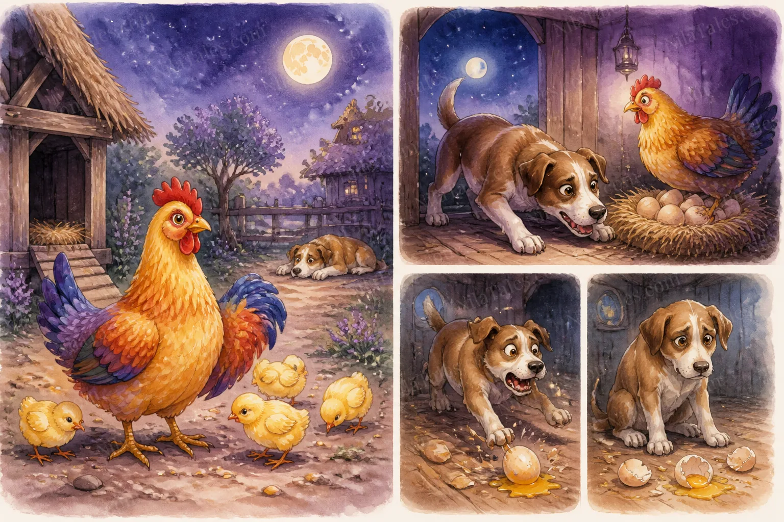 தந்திரமான கோழியும் பேராசை கொண்ட நாயும் — NilaTales cover art